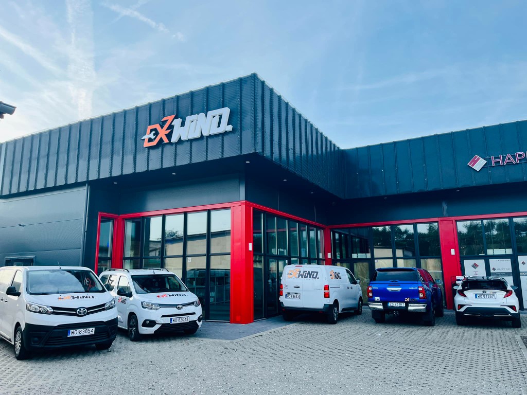 ExWind headquarters with branded service fleet